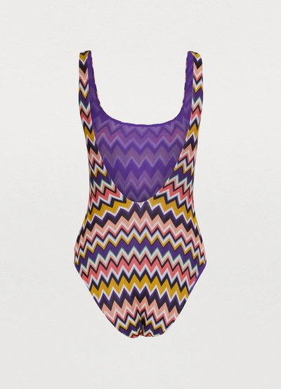 Shop Missoni Zig Zag Swimsuit In Multicolor