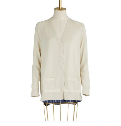 Shop Moncler Knitted Cardigan In Off-white