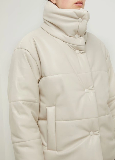 Shop Nanushka Hide Vegan Leather Puffy Jacket In Crème