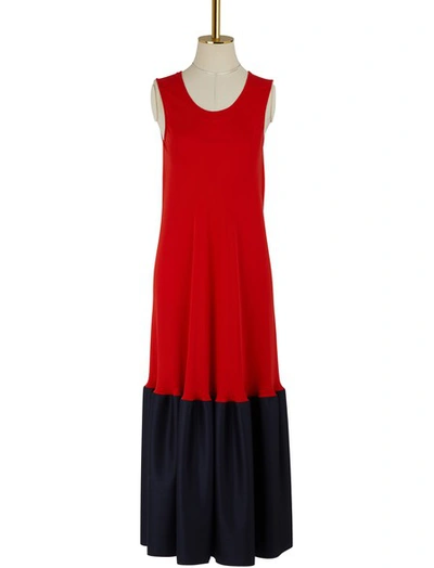 Shop Maison Margiela Two-tone Silk Dress In Red