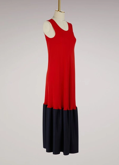 Shop Maison Margiela Two-tone Silk Dress In Red