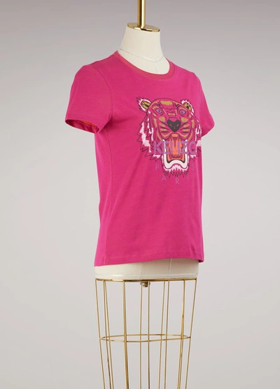 Shop Kenzo Cotton Tiger T-shirt In Fushia
