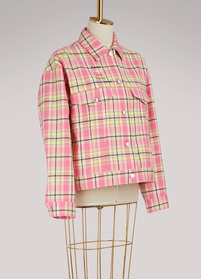 Shop Msgm Checkered Jacket In Multicolor