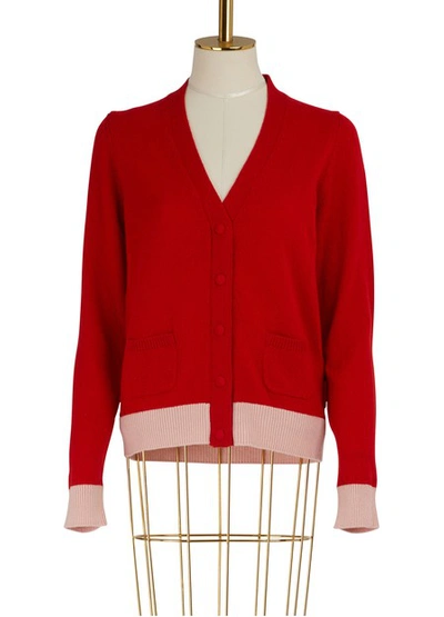 Shop Moncler Cashmere Cardigan In Red