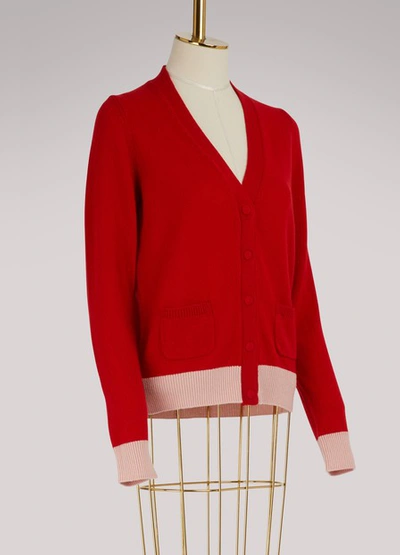 Shop Moncler Cashmere Cardigan In Red