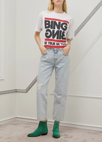 Shop Anine Bing Etta Jeans In Light Blue