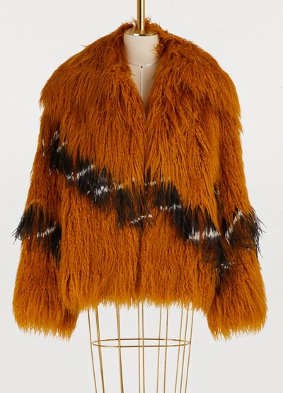 Shop Dries Van Noten Faux Fur Coat In Gold