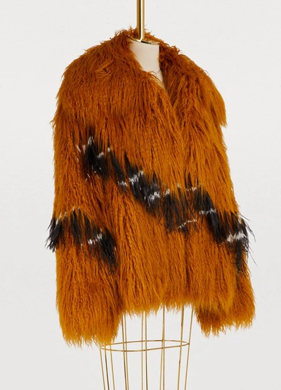 Shop Dries Van Noten Faux Fur Coat In Gold