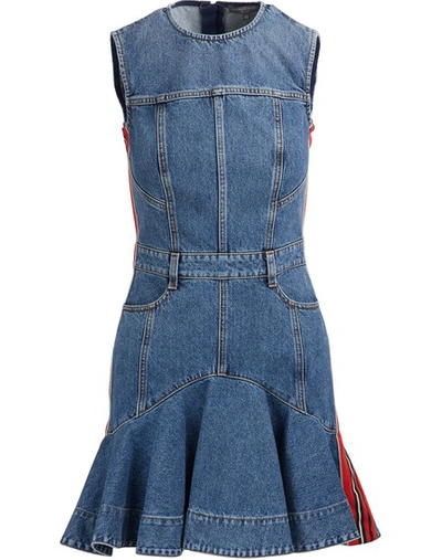 Shop Alexander Mcqueen Denim Mini Dress In 4320 - Vintage Wash