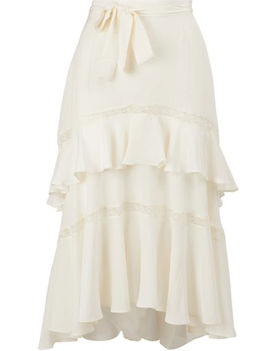 Shop Zimmermann Silk Midi Skirt In Pearl