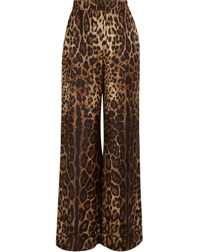 Shop Dolce & Gabbana Leopard Print Silk Pants