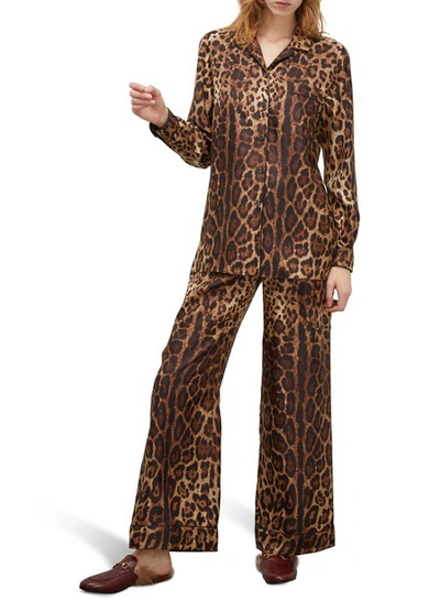 Shop Dolce & Gabbana Leopard Print Silk Pants