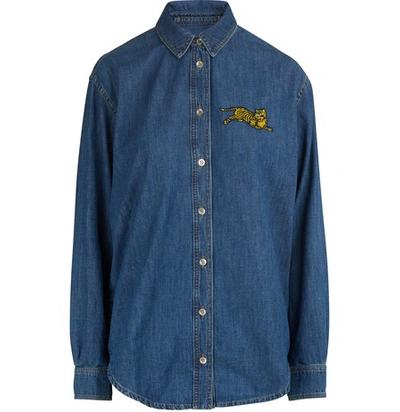 Shop Kenzo Denim Tiger Shirt In Ink