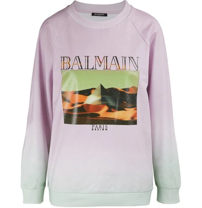 Shop Balmain Pyramid Print Sweatshirt In Qae Parme/multico