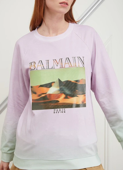 Shop Balmain Pyramid Print Sweatshirt In Qae Parme/multico