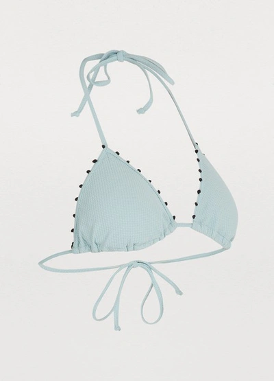 Shop Marysia Triangle Bikini Top With Dots In Blue