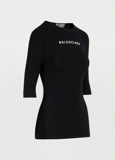 Shop Balenciaga 3/4-sleeved Top In 1000