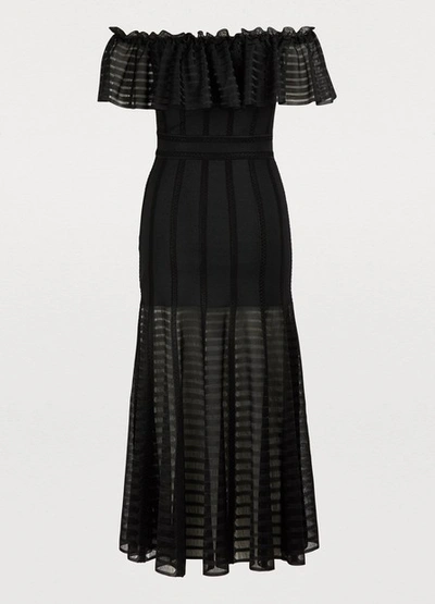 Shop Alexander Mcqueen Off Shoulder Dress In 1000 Black