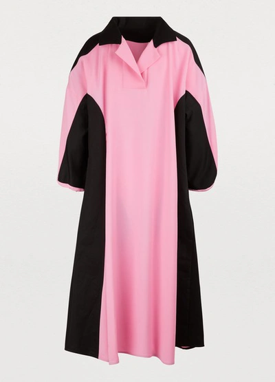 Shop Marni Long-sleeved Dress In Black + Pink Clematis