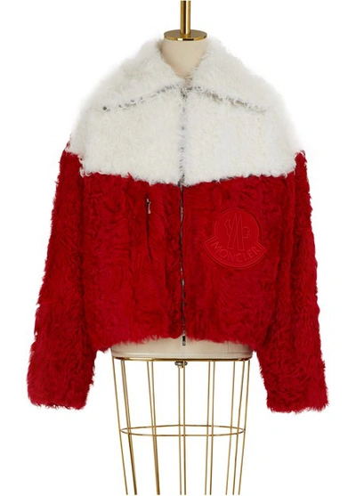 Shop Moncler Julia Wool Bomber Jacket In Red
