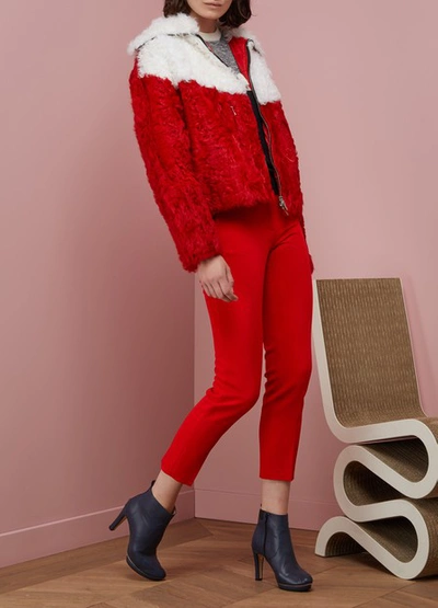 Shop Moncler Julia Wool Bomber Jacket In Red