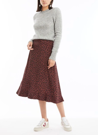 Shop Apc Adena Leopard Print Skirt In Maroon