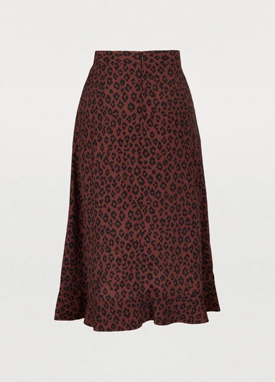 Shop Apc Adena Leopard Print Skirt In Maroon