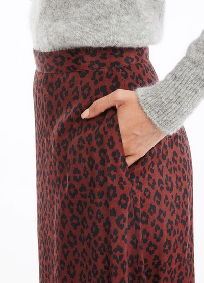 Shop Apc Adena Leopard Print Skirt In Maroon