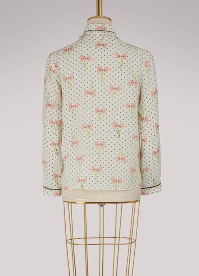 Shop Miu Miu Pijama Silk Shirt In Off-white