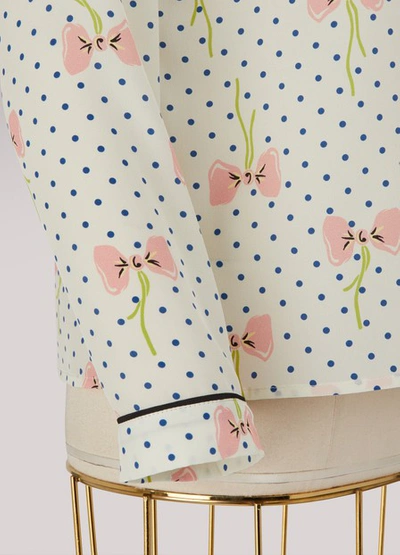 Shop Miu Miu Pijama Silk Shirt In Off-white