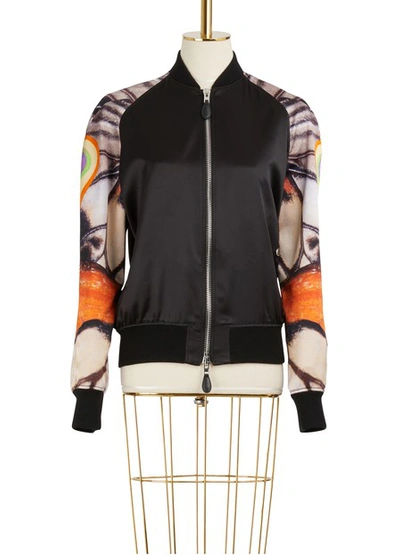 Shop Givenchy Silk Bomber Jacket With Butterfly Print In Multicolor