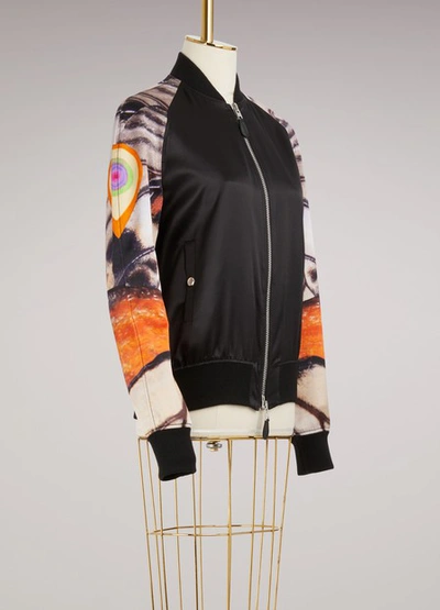 Shop Givenchy Silk Bomber Jacket With Butterfly Print In Multicolor