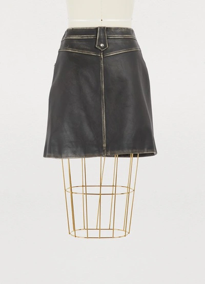 Shop Miu Miu Leather Skirt In Black