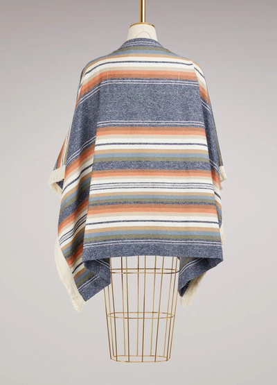 Shop See By Chloé Fringed Poncho Coat In Multicolor