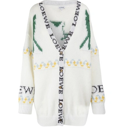 Shop Loewe Oversized Deer Cardigan In Écru