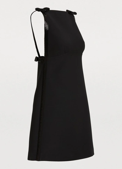 Shop Miu Miu Wool And Silk Mini Dress In Black