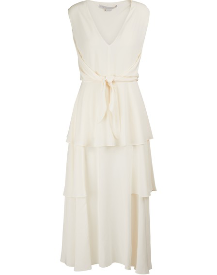 Stella Mccartney Silk Midi Dress In Beige | ModeSens