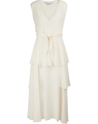 Shop Stella Mccartney Silk Midi Dress In 9500 - Natural