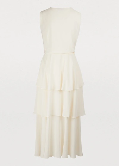 Shop Stella Mccartney Silk Midi Dress In 9500 - Natural