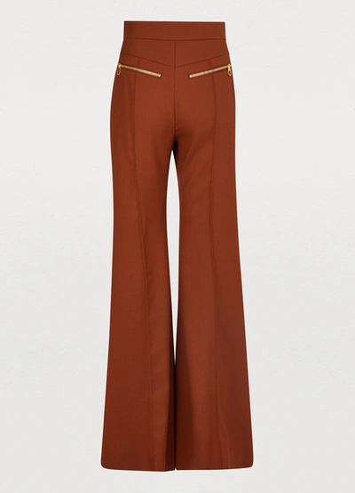 Shop Chloé Wool Trousers In Brown