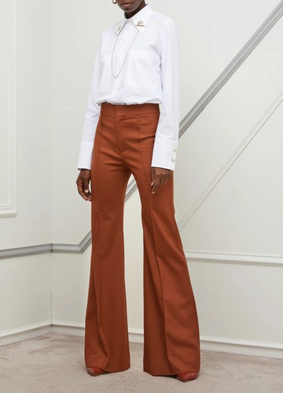 Shop Chloé Wool Trousers In Brown