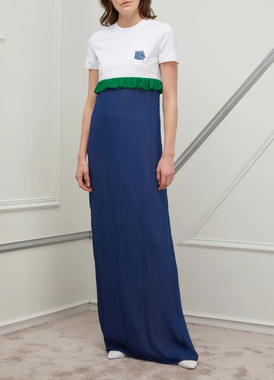 Shop Prada Long Dress In Bianc+inchios+smeral