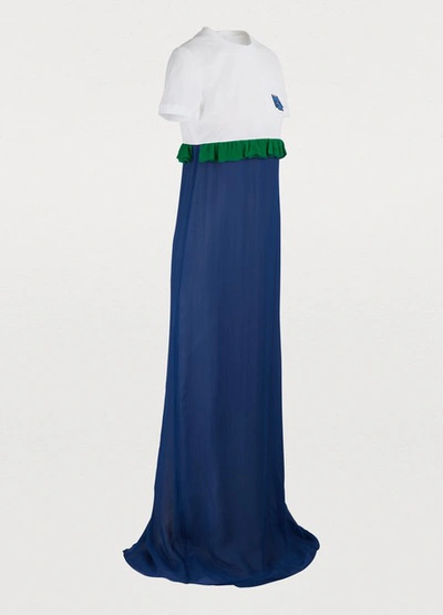 Shop Prada Long Dress In Bianc+inchios+smeral