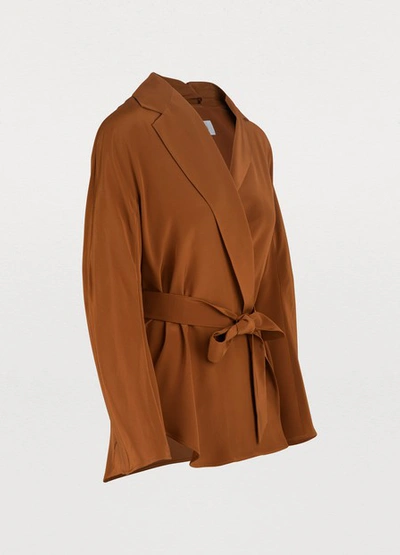 Shop Max Mara Nativa Silk Jacket In Tobacco