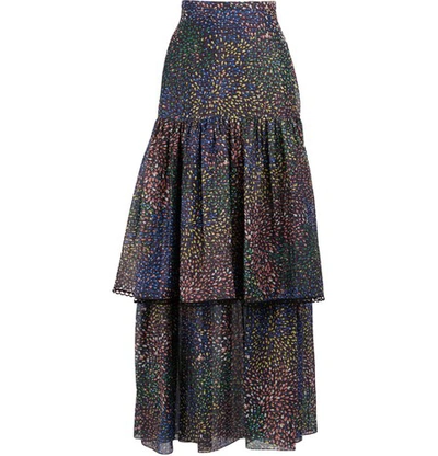 Shop Chloé Fireworks Printed Cotton Long Skirt In Multicolor