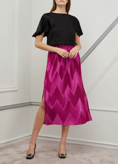 Shop Givenchy Pleated Long Skirt In Fushia