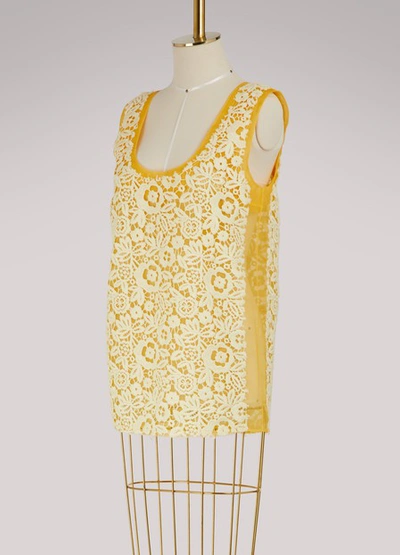 Shop Miu Miu Macramé Tank Top In Off-white