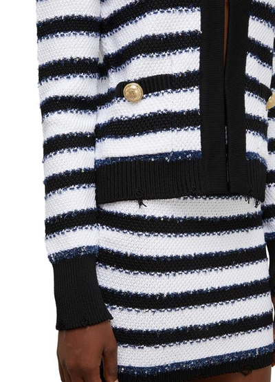 Shop Balmain Stripy Jacket In Eab Noir/blanc