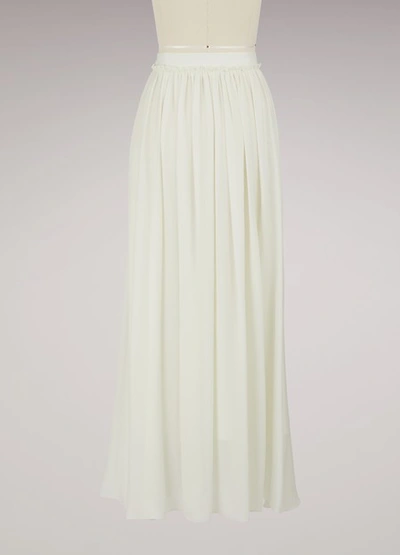 Shop Chloé Silk Embroidered Maxi Skirt In Green