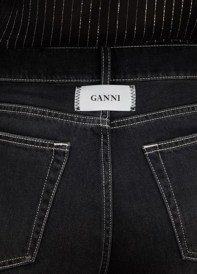 Shop Ganni Rienzi Wideled Jeans In Black Washed